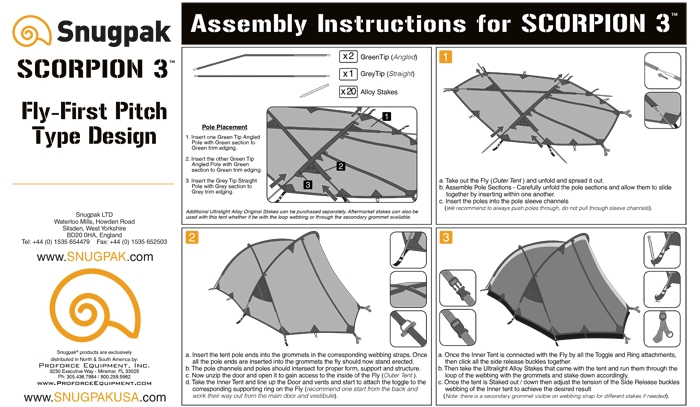 Snugpak Scorpion-3 Dreimannzelt Tunnelzelt